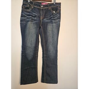 [Y2K McBling] Zanadi Bootcut Jeans‎ womens Size 16 Dark Wash Rhinestone Studded